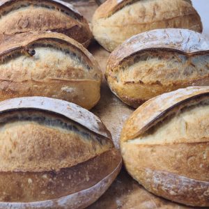 Loaves of sourdough bread from Whiskers Bakery